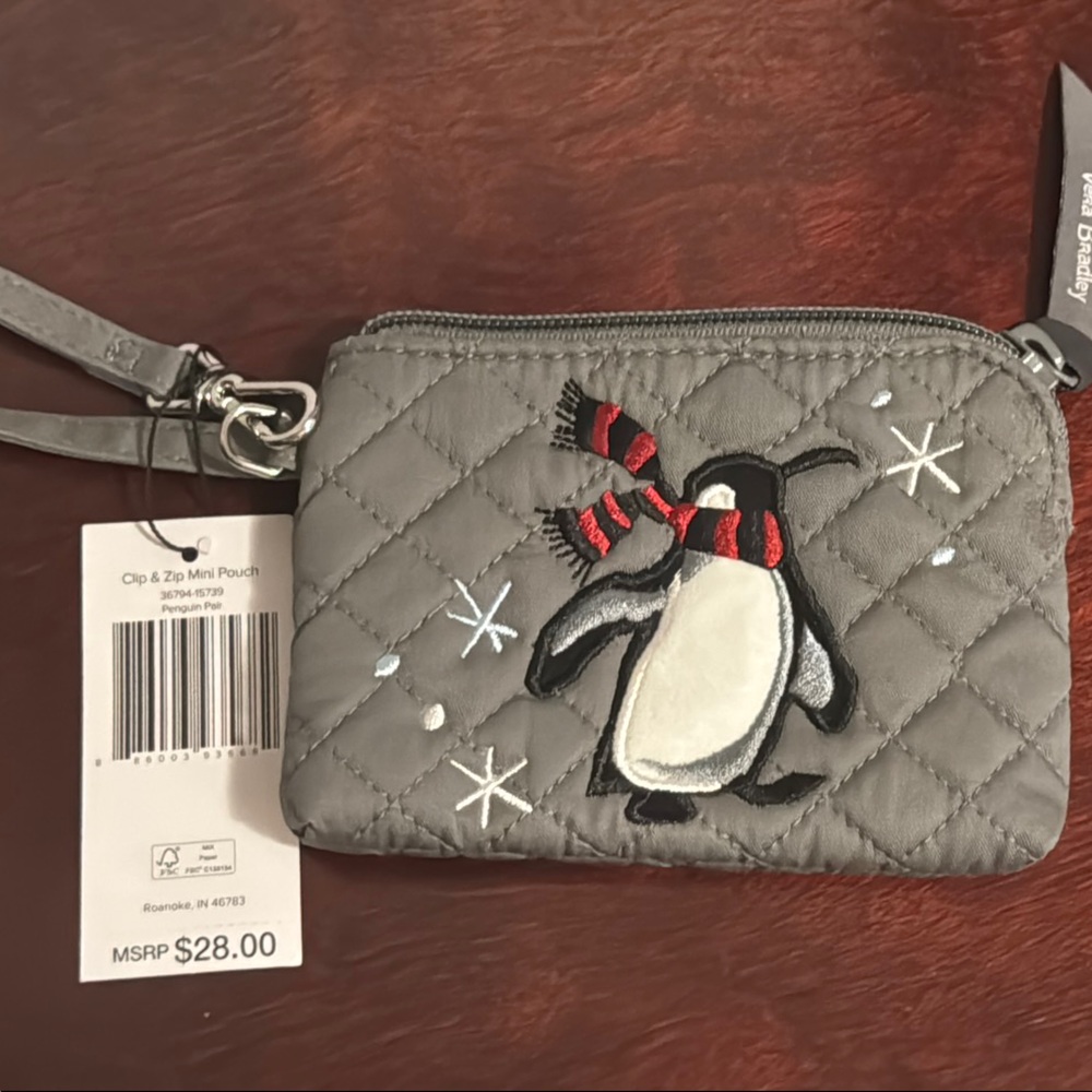 Vera Bradley quilted penguin mini pouch